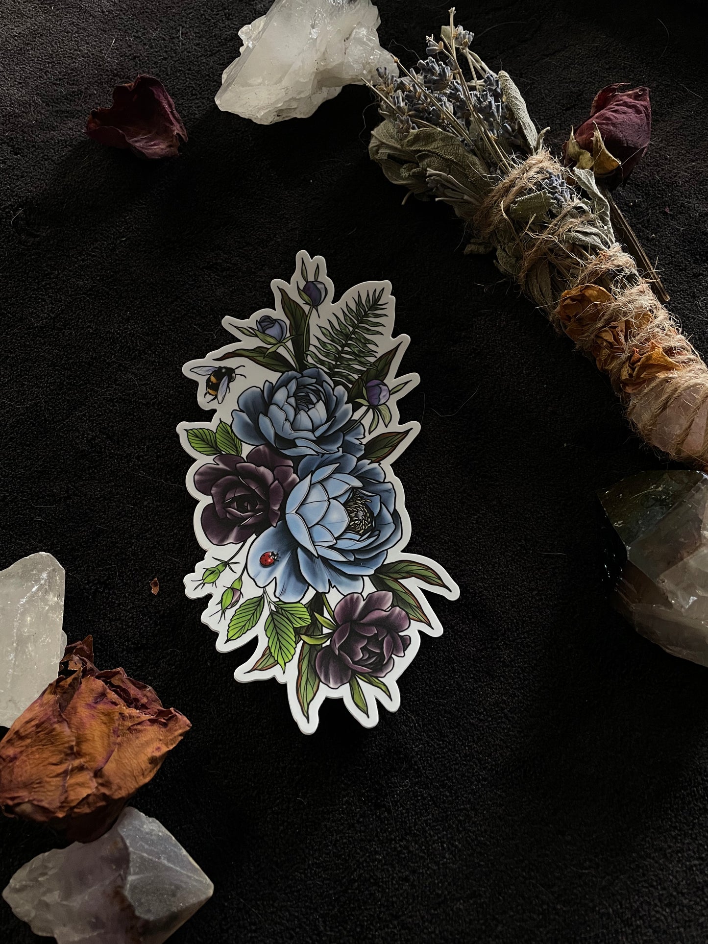 Blue Peony Bunch Sticker
